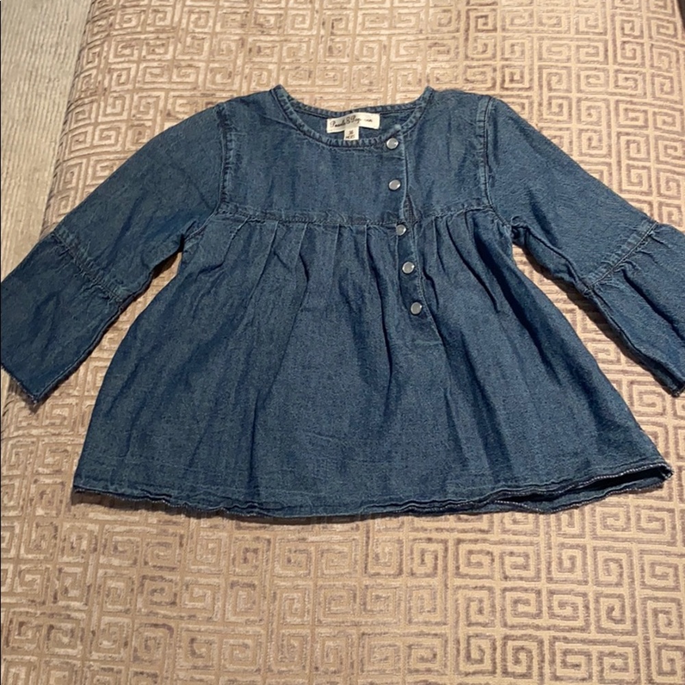 Pearls & Popcorn brand chambray top sz 36 months